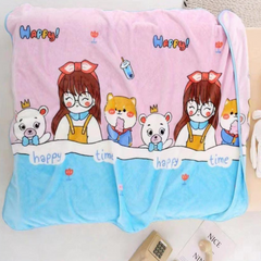 Soft Pink Blue Happy Animal Soft Premium Quality Baby Blanket