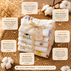 Ultra Soft Muslin Baby Langot | Rash-Free & Breathable Cloth Nappy | Reusable & Washable (Pack of 5)