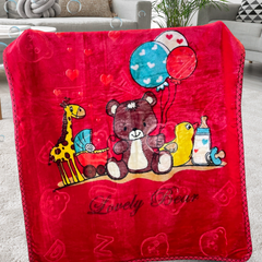 Red Giggly Bear Double Cozy & Soft Premium Baby Blanket (With Bag)