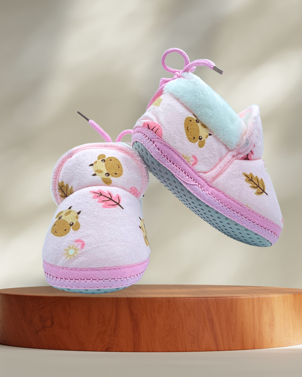 Blush Giraffe Soft Baby Shoes / Booties