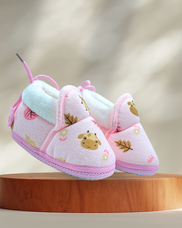 Blush Giraffe Soft Baby Shoes / Booties