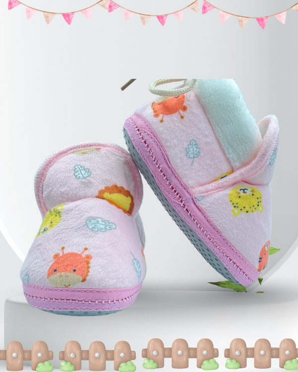 Jungle Lullaby Pink Baby Shoes / Booties