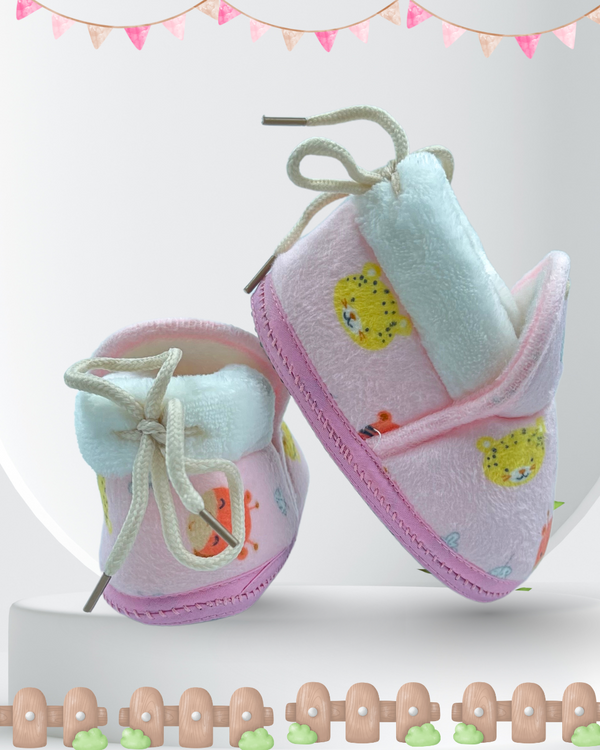 Jungle Lullaby Pink Baby Shoes / Booties