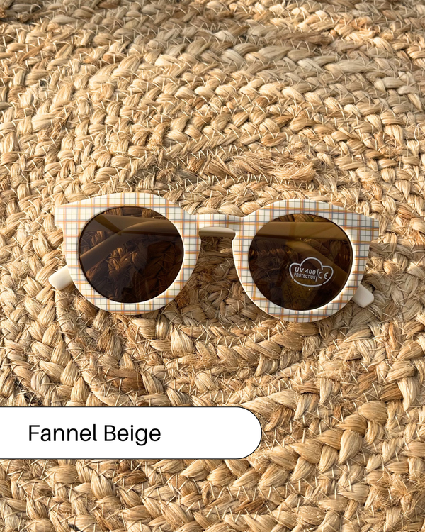 Mini Avenger Cream Baby Cap + Fannel Beige Sunglasses Combo 🧢 🕶️