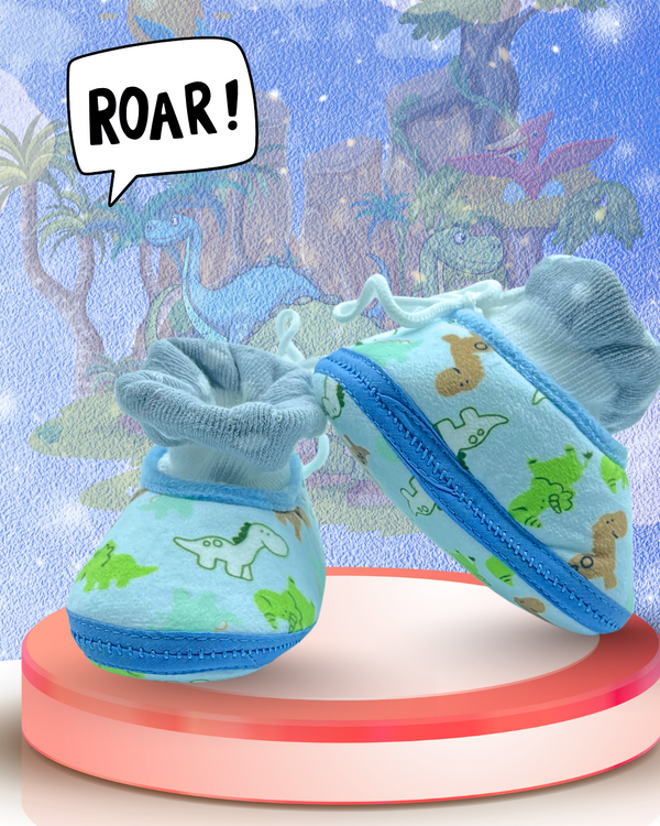 Blue Dino Baby Shoes / Booties