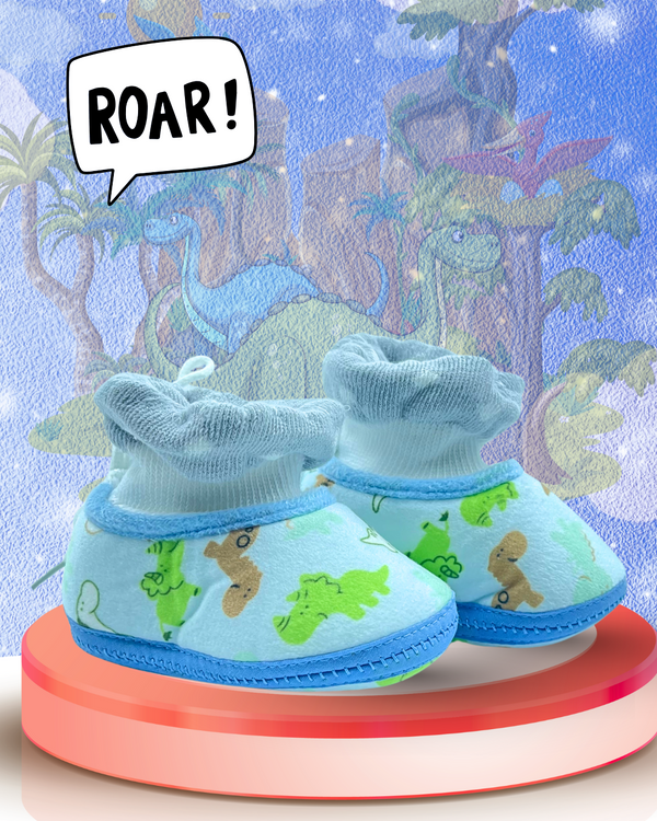 Blue Dino Baby Shoes / Booties