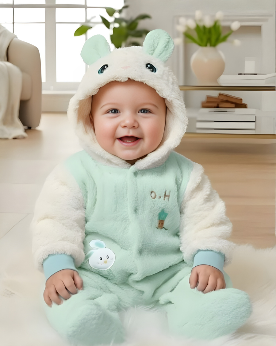 Mint Green Bunny Bloom Summer Baby Romper 🌼