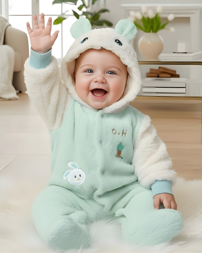 Mint Green Bunny Bloom Summer Baby Romper 🌼