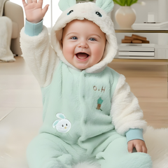 Mint Green Bunny Bloom Summer Baby Romper 🌼