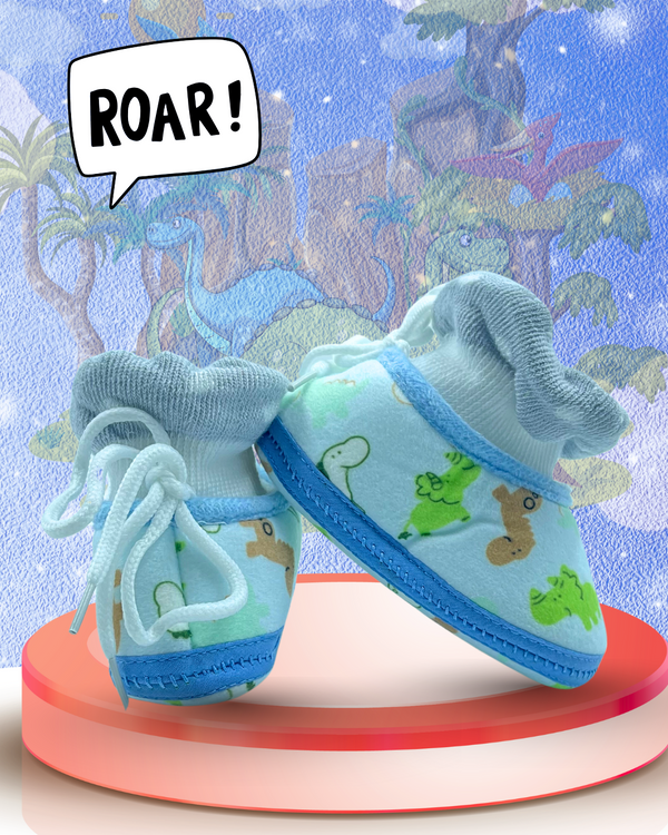 Blue Dino Baby Shoes / Booties