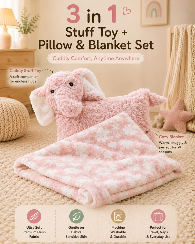 3 in 1 Cloud Cuddle Sheep Pillow Toy With Blanket ☁️🤍