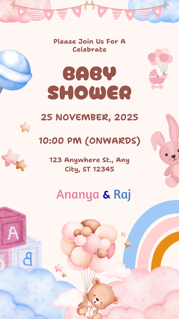 Cloudy Custom Baby Shower Invitations