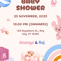 Cloudy Custom Baby Shower Invitations
