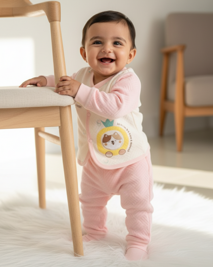 Summer Pink & Olive Green Premium Baby Outfit