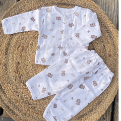 Teddy Brown 100% Soft Baby Muslin Outfit Set