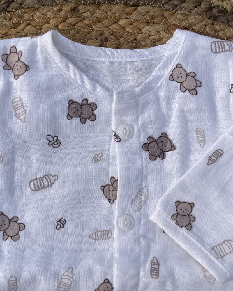 Teddy Brown 100% Soft Baby Muslin Outfit Set