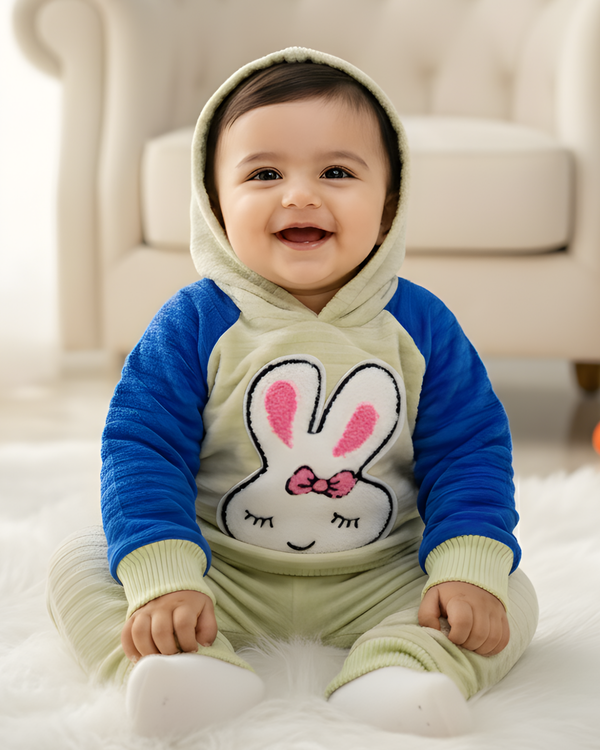 Green & Blue “Bunny Nap” Hood Baba Suit  (Hood + Trouser) Full Set