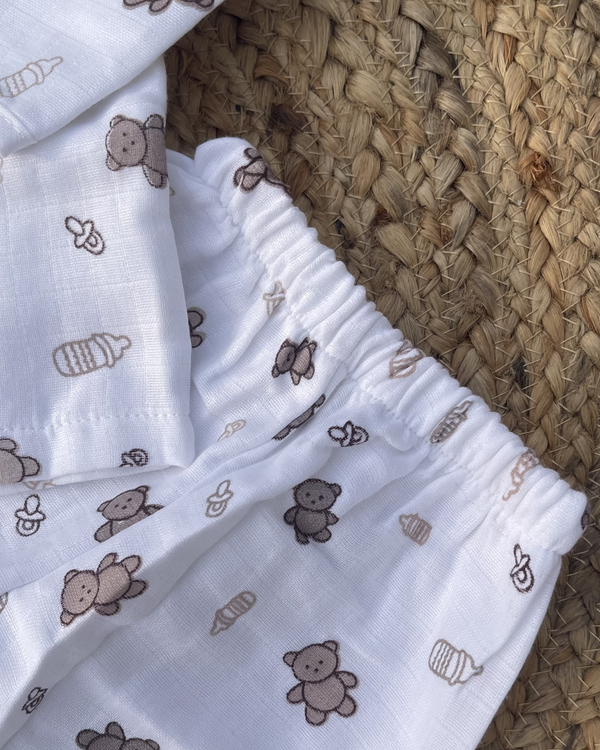 Teddy Brown 100% Soft Baby Muslin Outfit Set
