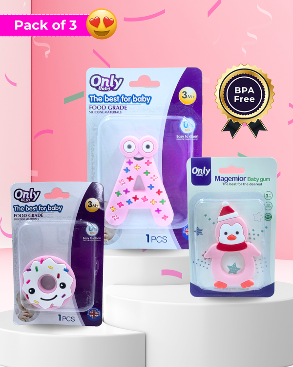 Pretty in Pink Chewy Trio Soft Teether