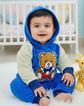 Blue “Bowtie Teddy” Hood Baba Suit ( Hood + Trouser) Full Set