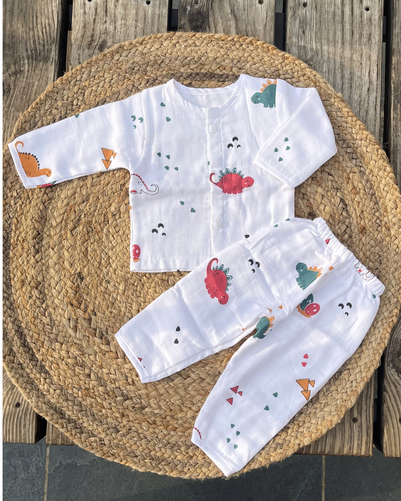 Dino Baby Nest 100% Soft Baby Muslin Outfit Set