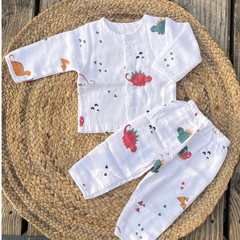 Dino Baby Nest 100% Soft Baby Muslin Outfit Set