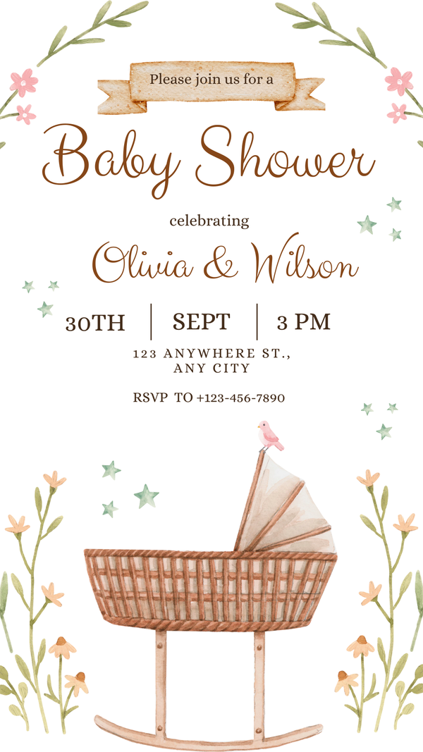 Brown Pastel Premium Custom Baby Shower Invitations