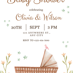 Brown Pastel Premium Custom Baby Shower Invitations