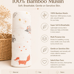 🌿 8 in 1 Ultra Soft Bamboo Muslin Swaddle Combo – Pack of 3