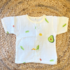 Pack of 3: Avocado Mulslin Jabla Button Baby Tshirt