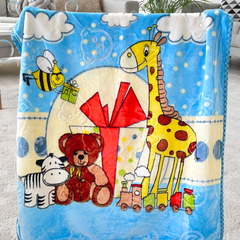 Cloudy Giraffe & Teddy Cozy Zoo Soft Premium Blanket (With Bag)