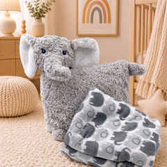 3 in 1 Pillow Artic Misty Elephant With Blanket ☁️🤍