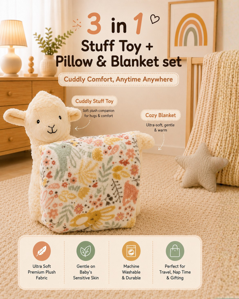 3 in 1 Pillow Vanilla Ship Toy With Blanket ☁️🤍