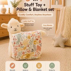 3 in 1 Pillow Vanilla Ship Toy With Blanket ☁️🤍
