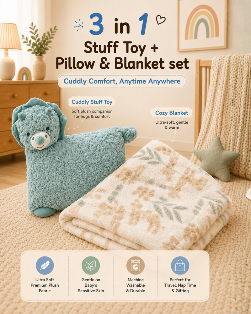 3 in 1 Pillow Forest TeddyToy With Blanket ☁️🤍