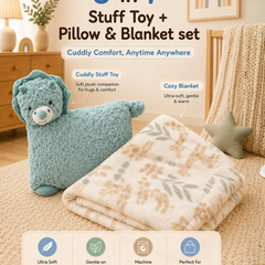 3 in 1 Pillow Forest TeddyToy With Blanket ☁️🤍