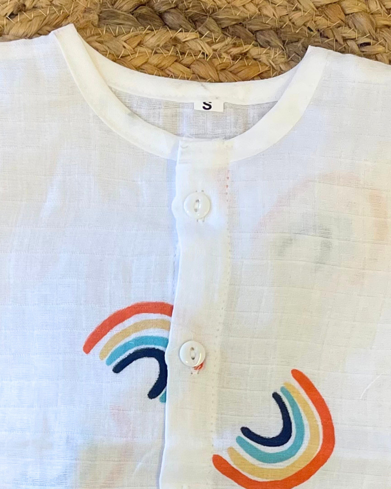 Pack of 3: Mulslin Jabla Button Baby Tshirt