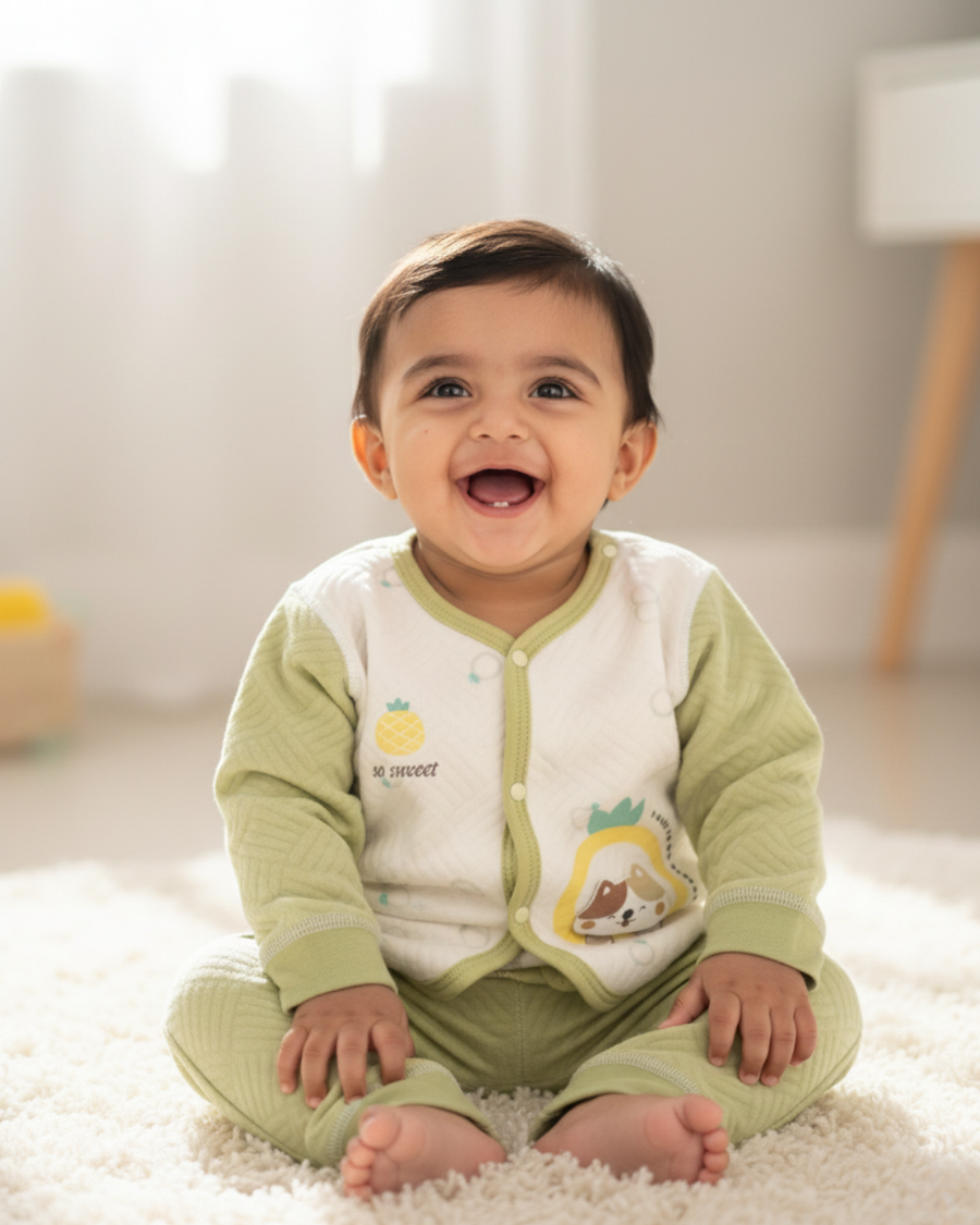 Summer Olive Green Premium Baby Outfit