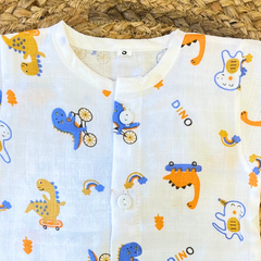 Pack of 3: Dino Mulslin Jabla Button Baby Tshirt