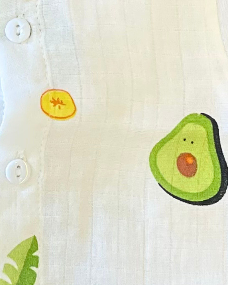 Pack of 3: Avocado Mulslin Jabla Button Baby Tshirt
