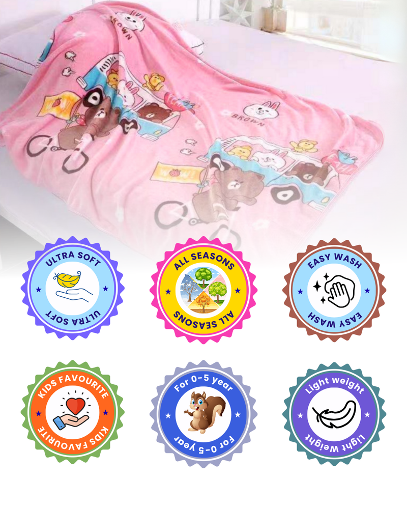 Adventure Buddies Soft Pink Teddy Bear Premium Blanket