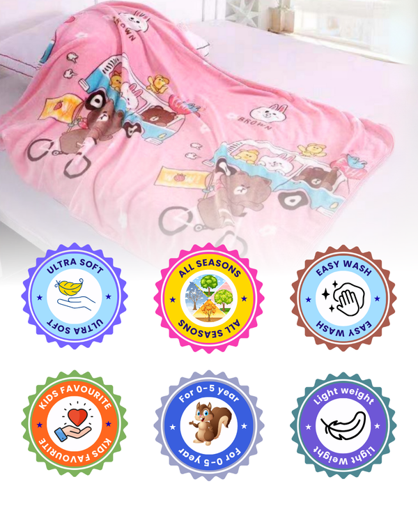 Adventure Buddies Soft Pink Teddy Bear Premium Blanket