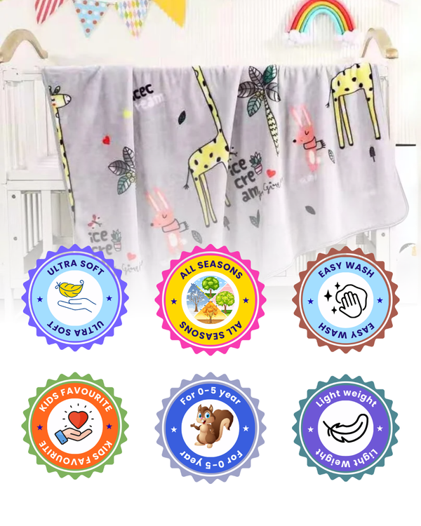 Grey Jungle Giraffe & Friends Cozy Soft Multi-purpose Blanket