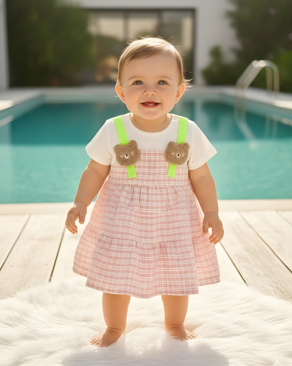 TinyBloom Light Pink Teddy Frock