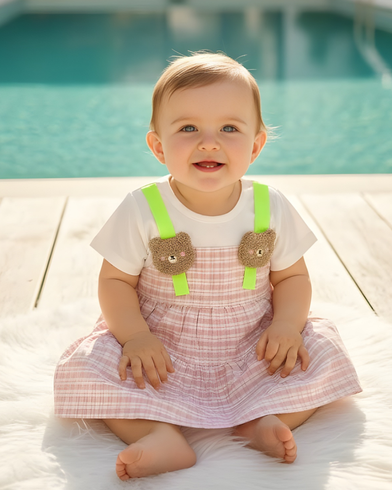 TinyBloom Light Pink Teddy Frock