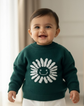 Green Daisy Winter Knit Baby Sweater : Soft, Stylish & Made for Cozy Days