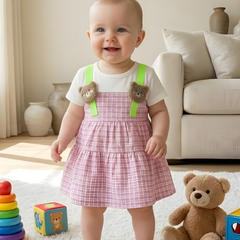 TinyBloom Dark Pink Teddy Frock