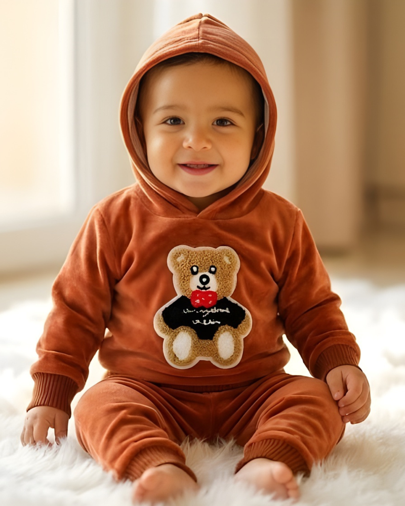 Brown Fleece Teddy Full Hood Set (Hood + Touser)