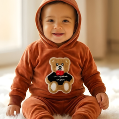 Brown Fleece Teddy Full Hood Set (Hood + Touser)