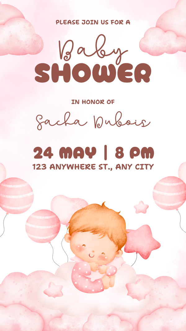Pinkish Cute Premium Custom Baby Shower Invitations
